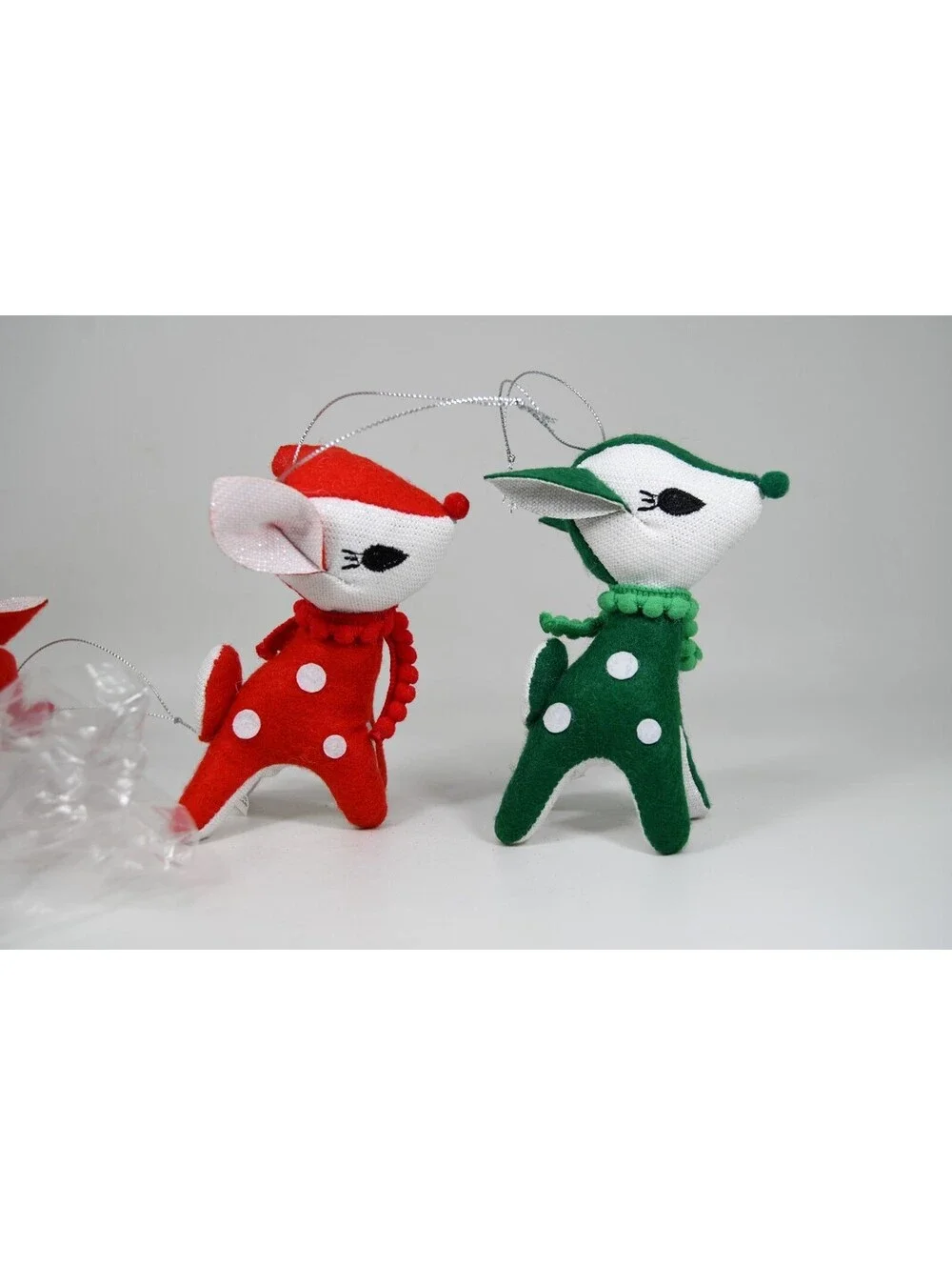 Wondershop Target Retro Vintage Deer Christmas Ornaments Reindeer Felt Red Green